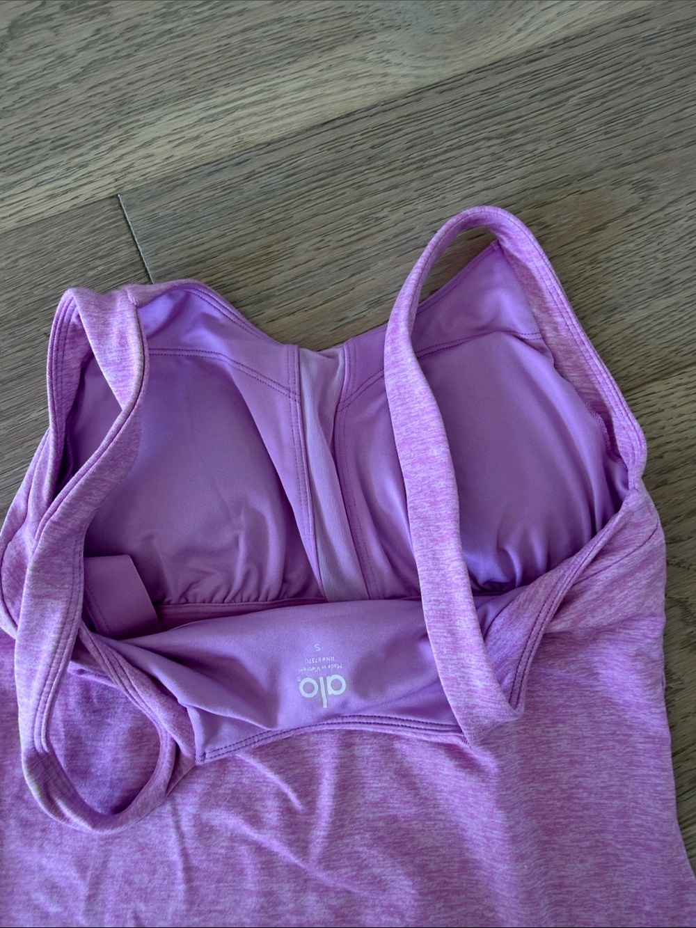 ALO Yoga Heathered Pink Slim-Strap Tank - Picture 5 of 5